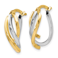 Load image into Gallery viewer, 10K Two-tone Polished Twisted Hoop Earrings

