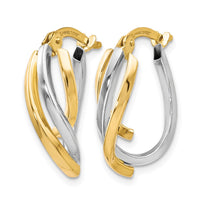Load image into Gallery viewer, 10K Two-tone Polished Twisted Hoop Earrings
