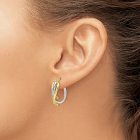Load image into Gallery viewer, 10K Two-tone Polished Twisted Hoop Earrings
