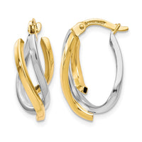Load image into Gallery viewer, 10K Two-tone Polished Twisted Hoop Earrings
