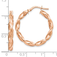 Load image into Gallery viewer, 10K Rose Gold Polished Twisted Hoop Earrings
