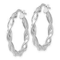 Load image into Gallery viewer, 10K White Gold Polished Twisted Hoop Earrings
