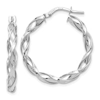 Load image into Gallery viewer, 10K White Gold Polished Twisted Hoop Earrings
