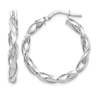 Load image into Gallery viewer, 10K White Gold Polished Twisted Hoop Earrings

