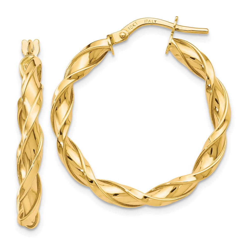 10K Polished Twisted Hoop Earrings