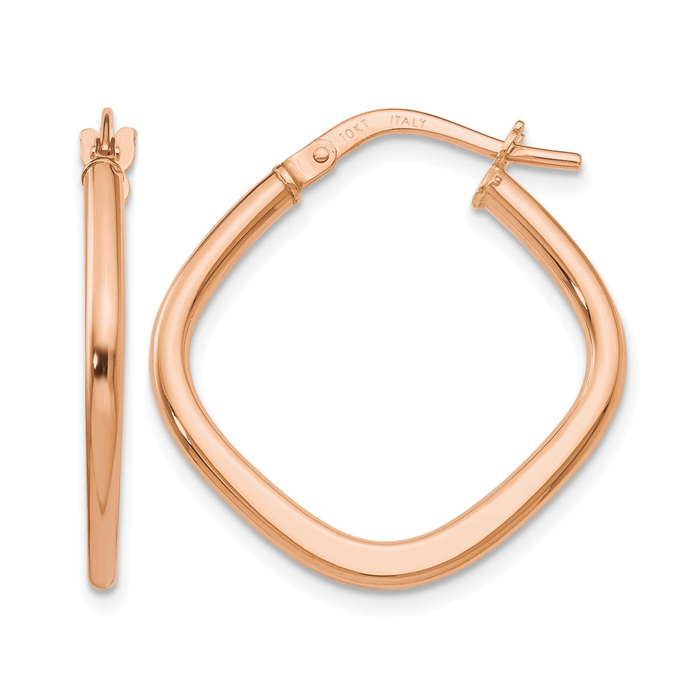 10K Rose Gold Polished Square Hoop Earrings