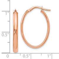 Load image into Gallery viewer, 10K Rose Gold Polished Oval Hoop Earrings
