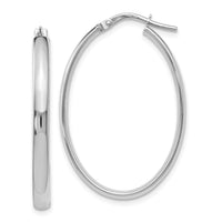 Load image into Gallery viewer, 10K White Gold Polished Oval Hoop Earrings
