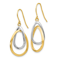 Load image into Gallery viewer, 10K Two-tone Polished Shepherd Hook Dangle Earrings

