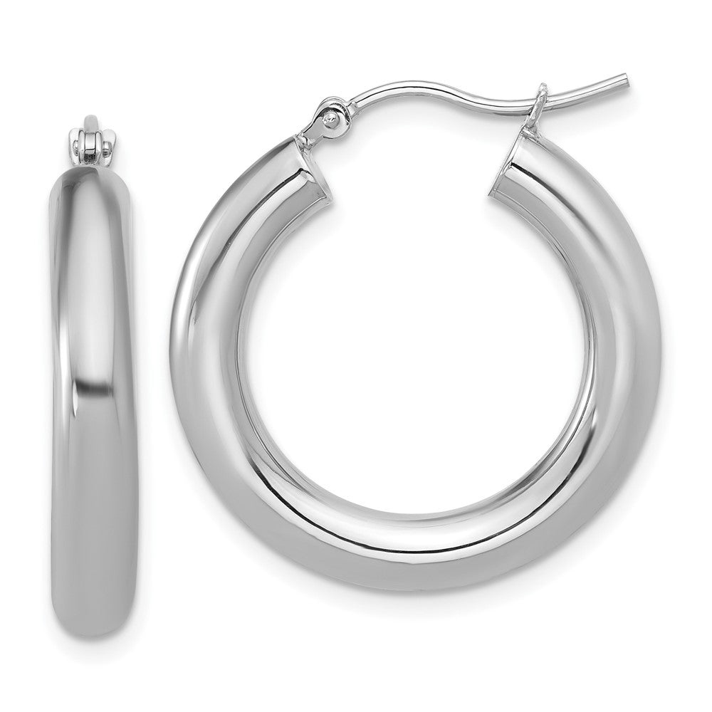 10K White Gold Polished Lightweight Hoop Earrings