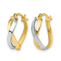Load image into Gallery viewer, 10K w/Rhodium Polished Twisted Hoop Earrings

