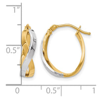 Load image into Gallery viewer, 10K w/Rhodium Polished Twisted Hoop Earrings
