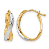 Load image into Gallery viewer, 10K w/Rhodium Polished Twisted Hoop Earrings
