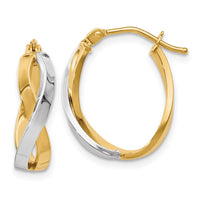 Load image into Gallery viewer, 10K w/Rhodium Polished Twisted Hoop Earrings
