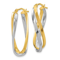 Load image into Gallery viewer, 10K w/Rhodium Polished Twisted Hoop Earrings
