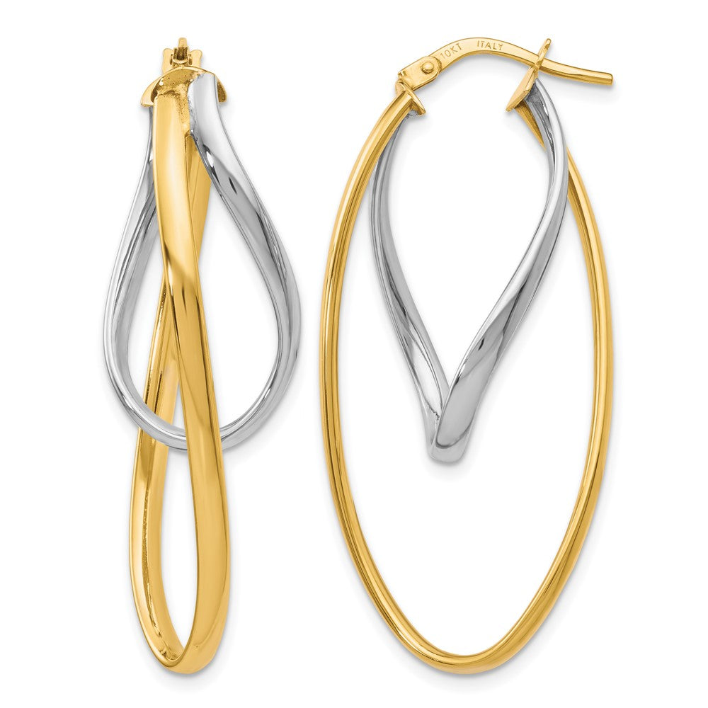 10K Two-Tone Polished Hoop Earrings