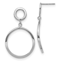 Load image into Gallery viewer, 10K with White Rhodium Plating Polished Round Post Dangle Earrings
