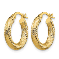 Load image into Gallery viewer, 10K 3x17 D/C Round Hoop Earrings
