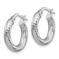 Load image into Gallery viewer, 10K 3x10 White Gold D/C Round Hoop Earrings
