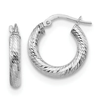 Load image into Gallery viewer, 10K 3x10 White Gold D/C Round Hoop Earrings
