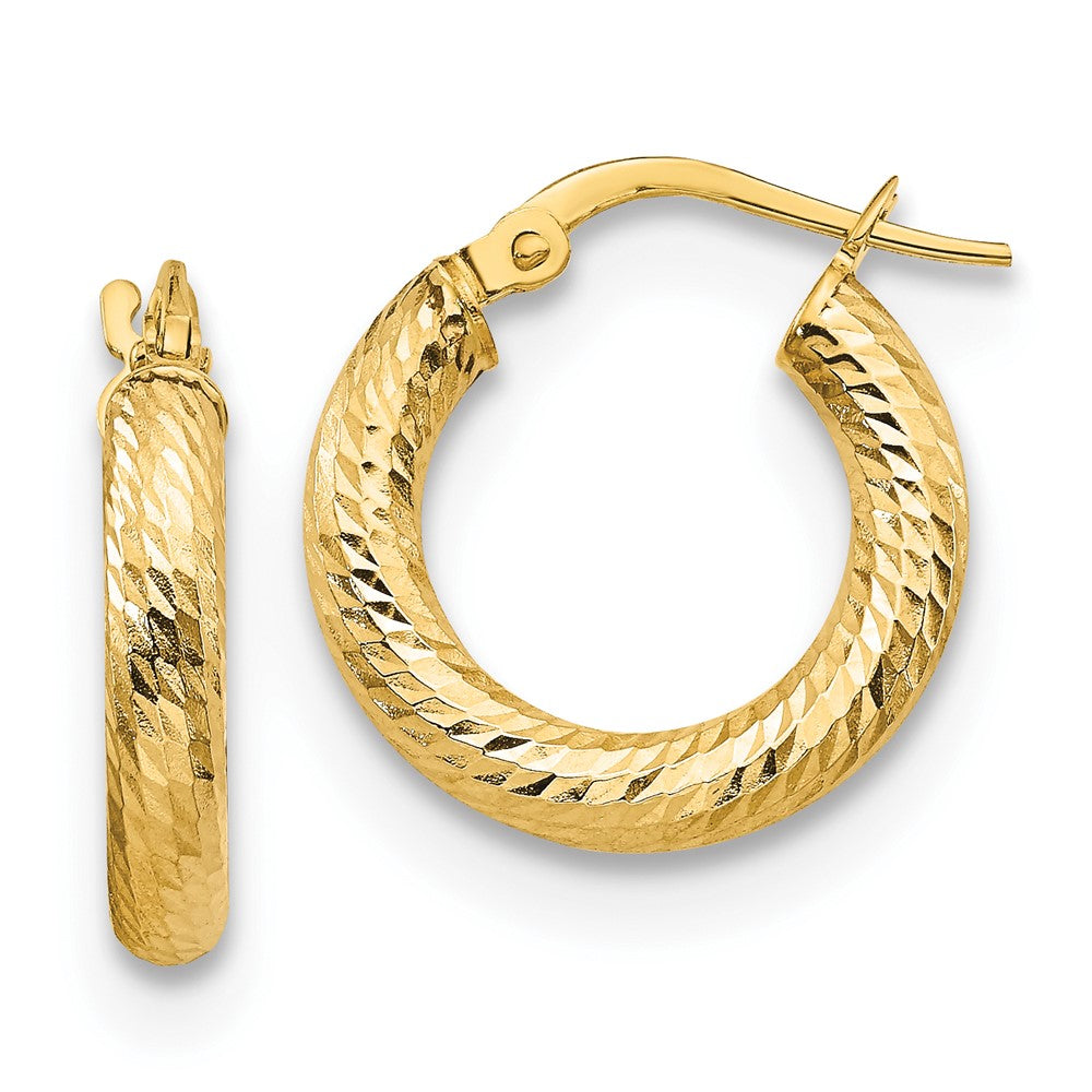 10K 3x17 D/C Round Hoop Earrings