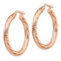 Load image into Gallery viewer, 10K 3x20 Rose Gold D/C Round Hoop Earrings

