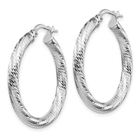 Load image into Gallery viewer, 10K 3x20 White Gold D/C Round Hoop Earrings
