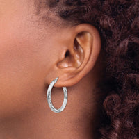 Load image into Gallery viewer, 10K 3x20 White Gold D/C Round Hoop Earrings

