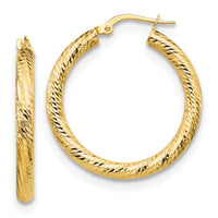 Load image into Gallery viewer, 10K 3x25 D/C Round Hoop Earrings
