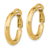 Load image into Gallery viewer, 10K 3x15 D/C Round Omega Back Hoop Earrings

