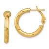 10K 3x15 D/C Round Omega Back Hoop Earrings