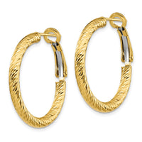 Load image into Gallery viewer, 10K 3x20 D/C Round Omega Back Hoop Earrings
