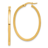 Load image into Gallery viewer, 10K Brushed and Polished Oval Hoop Earrings

