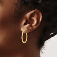 Load image into Gallery viewer, 10K Brushed and Polished Round Hoop Earrings
