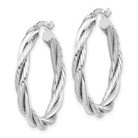 Load image into Gallery viewer, 10K White Gold Polished Twisted Hoop Earrings
