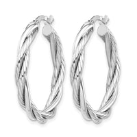 Load image into Gallery viewer, 10K White Gold Polished Twisted Hoop Earrings
