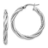 Load image into Gallery viewer, 10K White Gold Polished Twisted Hoop Earrings
