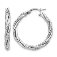 Load image into Gallery viewer, 10K White Gold Polished Twisted Hoop Earrings
