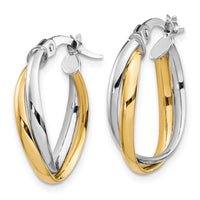 Load image into Gallery viewer, 10K with Rhodium Polished Hoop Earrings
