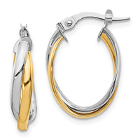 Load image into Gallery viewer, 10K with Rhodium Polished Hoop Earrings
