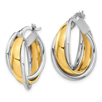 Load image into Gallery viewer, 10K with Rhodium Polished Hoop Earrings
