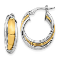 Load image into Gallery viewer, 10K with Rhodium Polished Hoop Earrings
