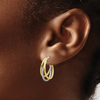 Load image into Gallery viewer, 10K Two-tone Polished Textured Hoop Earrings
