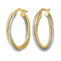 Load image into Gallery viewer, 10K with Rhodium Polished D/C Hoop Earrings
