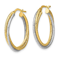 Load image into Gallery viewer, 10K with Rhodium Polished D/C Hoop Earrings
