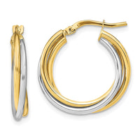 Load image into Gallery viewer, 10K with Rhodium Polished Hoop Earrings
