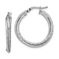 Load image into Gallery viewer, 10K White Gold Polished D/C Hoop Earrings
