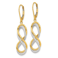 Load image into Gallery viewer, 10K w/ White Rhodium Polished Textured Infinity Leverback Earrings
