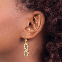 Load image into Gallery viewer, 10K w/ White Rhodium Polished Textured Infinity Leverback Earrings
