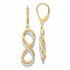 10K w/ White Rhodium Polished Textured Infinity Leverback Earrings
